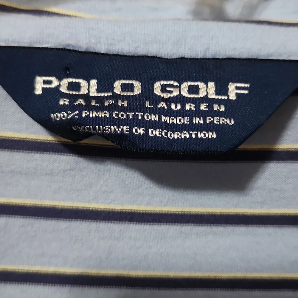 Men's Ralph Lauren Polo Golf shirt size large blue with stripes